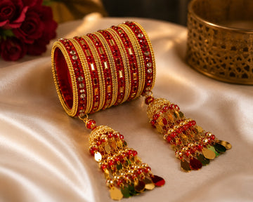 Gold-Tone Square Stone Bangles